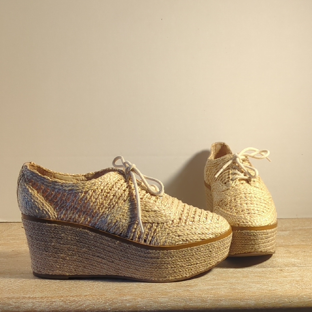 New Free People X Schutz Jules Woven Raffia Platform US 8.5